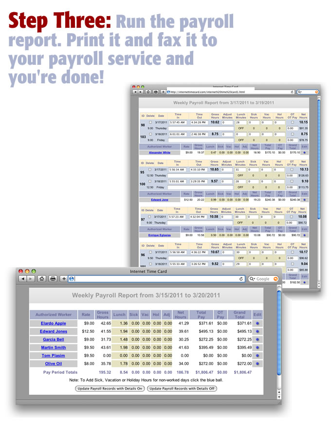Internet Timecard Payroll Report
